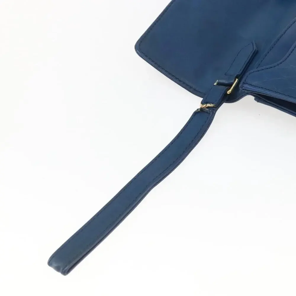 Gianni Versace Leather Clutch Bag Blue